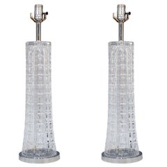 Pair of 1970s Clear Glass Table Lamps