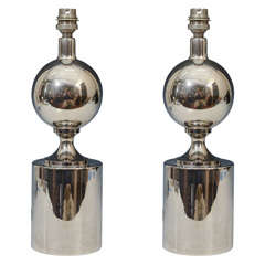 A pair of Mid Century Chrome Table Lamps by Barbier