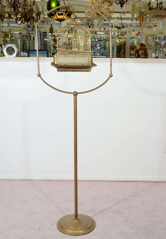 Mid Century Standing Brass Bird Cage