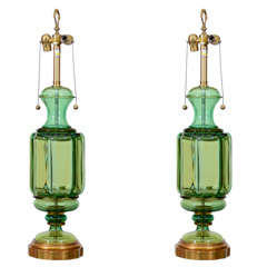Pair of Mid Century Murano Glass Lamps by Segusso for Marbro