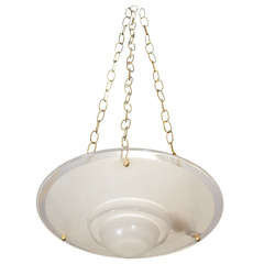French Art Deco Frosted Glass Chandelier w/ Dome Detail