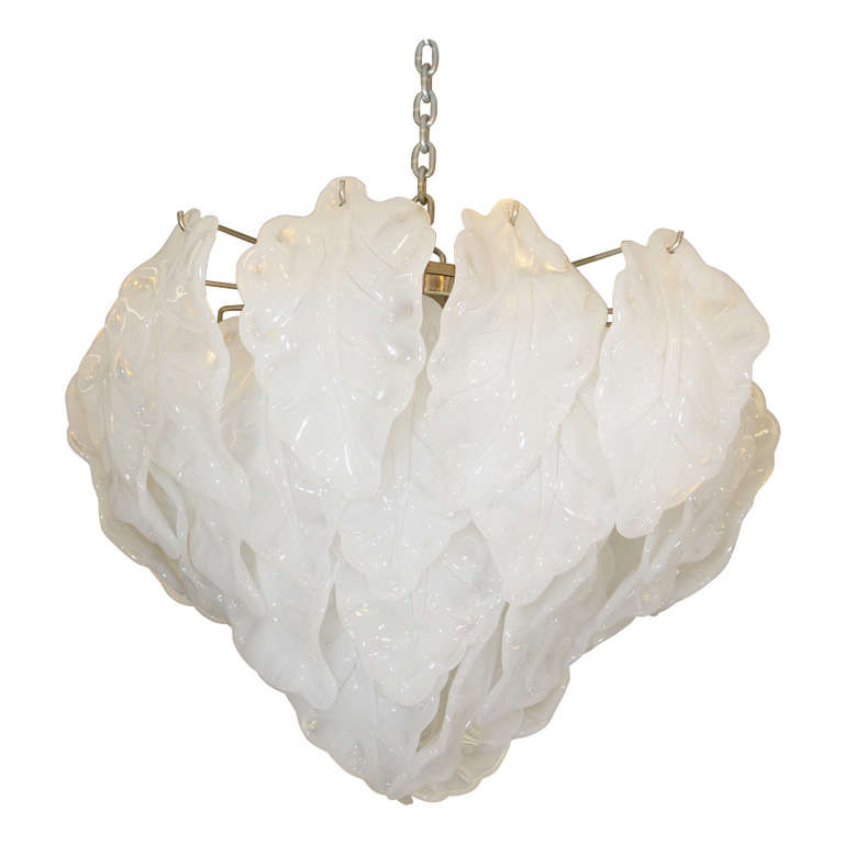 Camer Chandelier with Frosted Glass "Leaves"