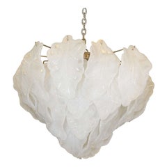 Camer Chandelier with Frosted Glass "Leaves"