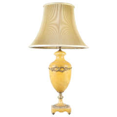 Antique Alabaster Lamp with Bronze Accents