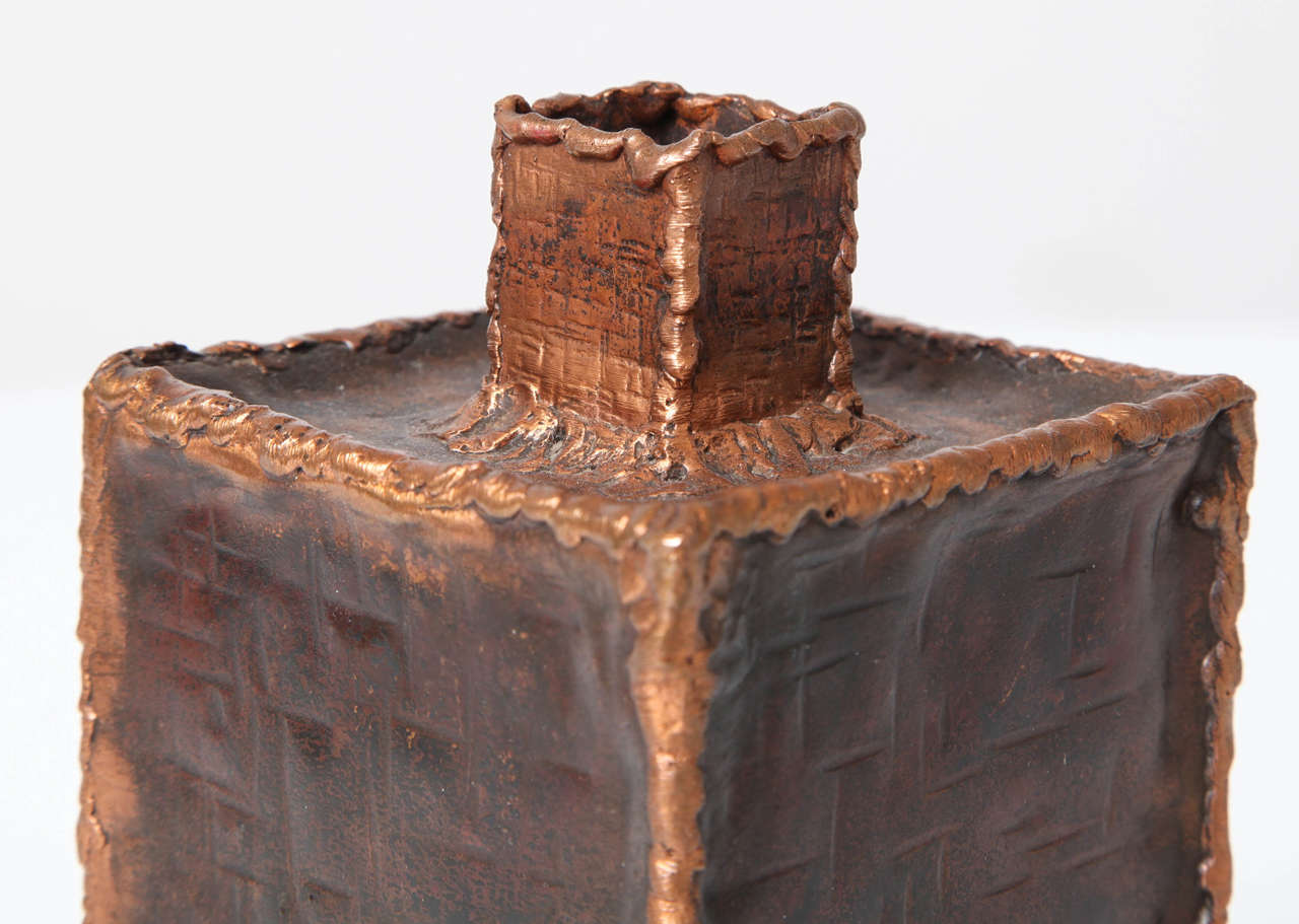 Copper Brutalist Vases by Marcello Fantoni for Raymor For Sale