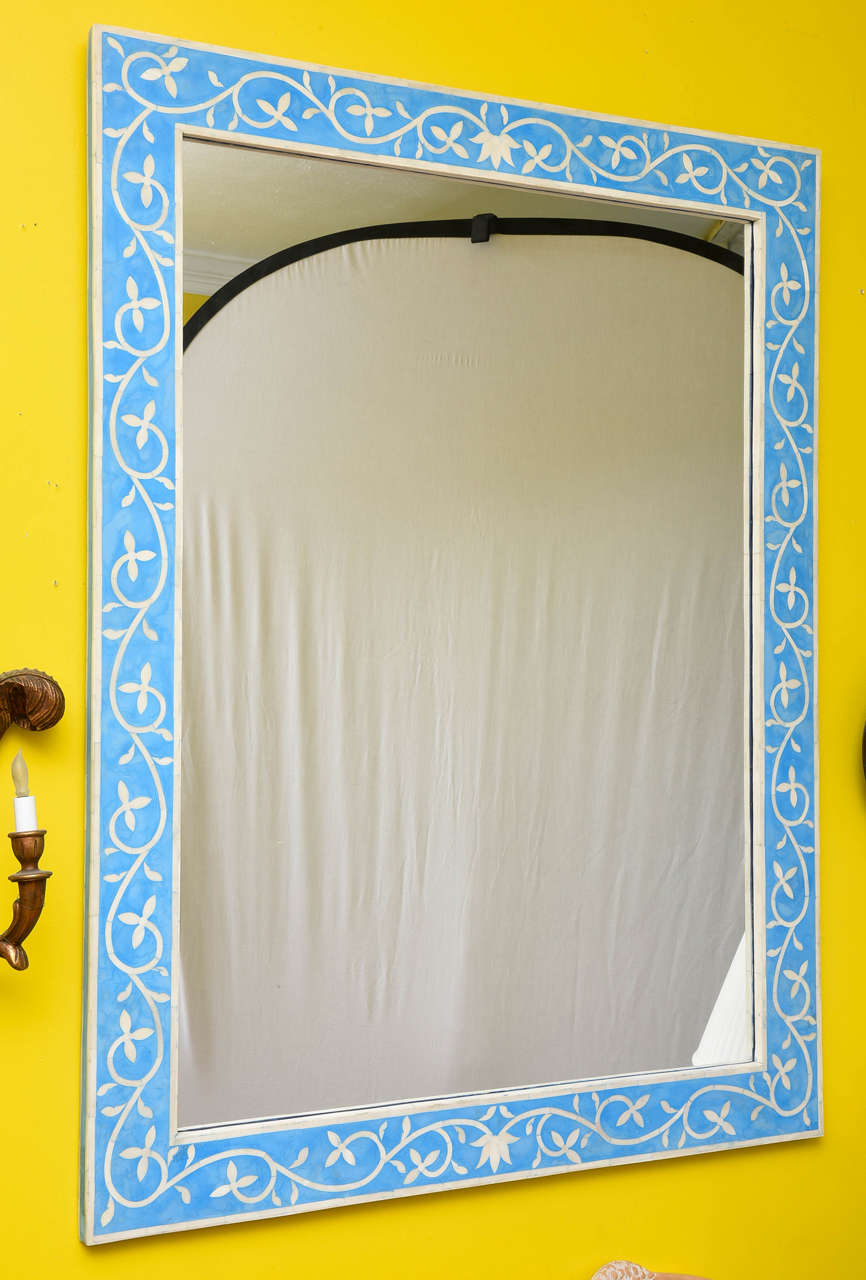 Sensational Oversize Moroccan Turquoise Color Inlaid Mirror