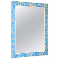Sensational Oversize Moroccan Turquoise Color Inlaid Mirror