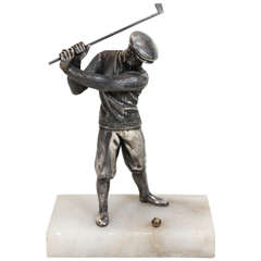 Antique Silverplate  Deco Model of a Golfer