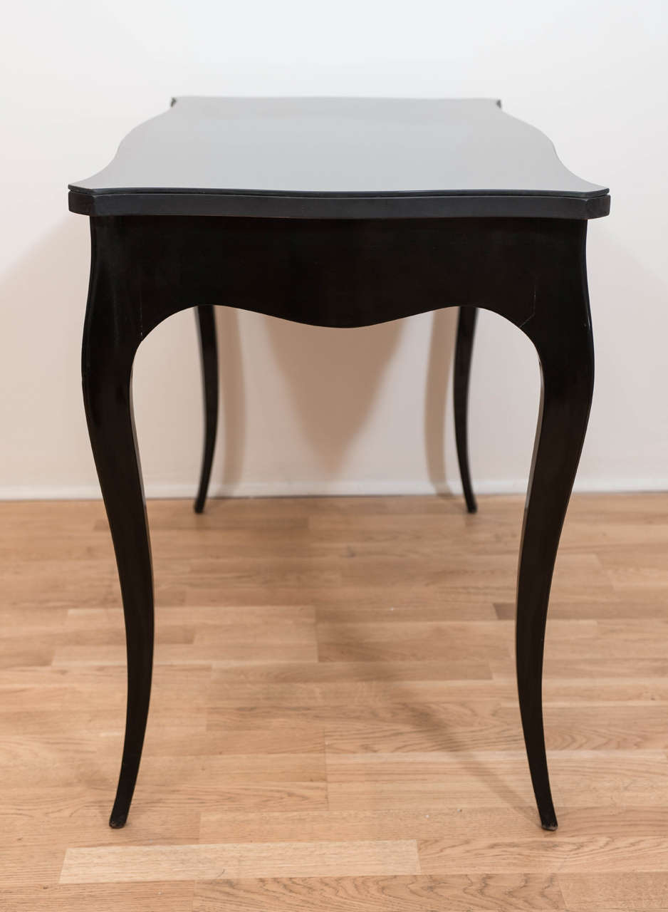 Hollywood Regency Style Black Lacquered Desk 3