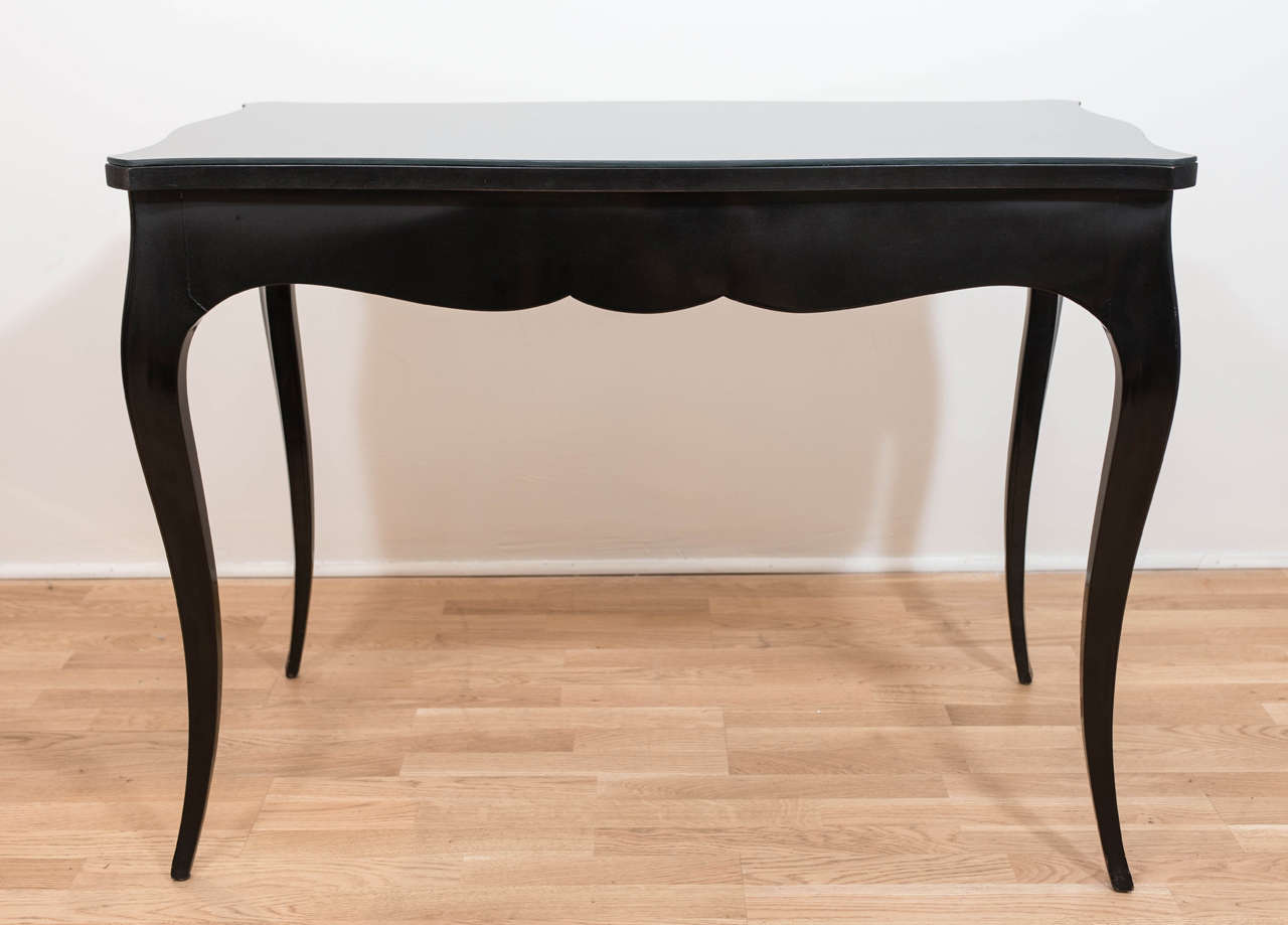 Hollywood Regency Style Black Lacquered Desk 4