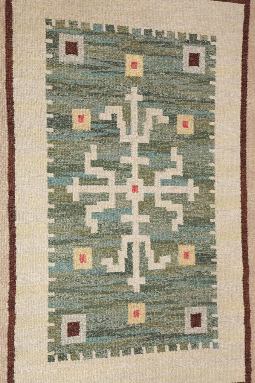 Scandinavian Modern Carl Dangel Flat-Weave Swedish Rug