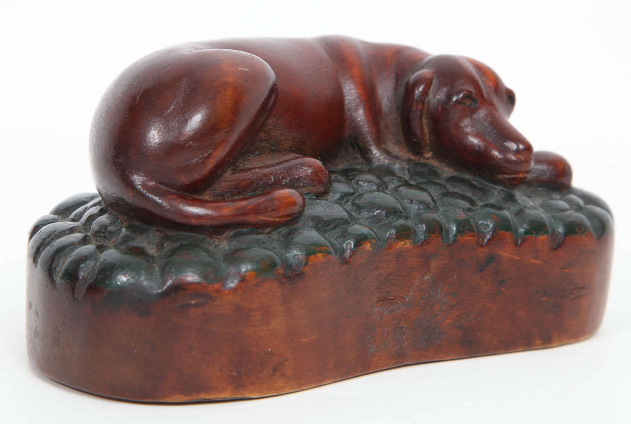 Carved Recumbent Dog 1