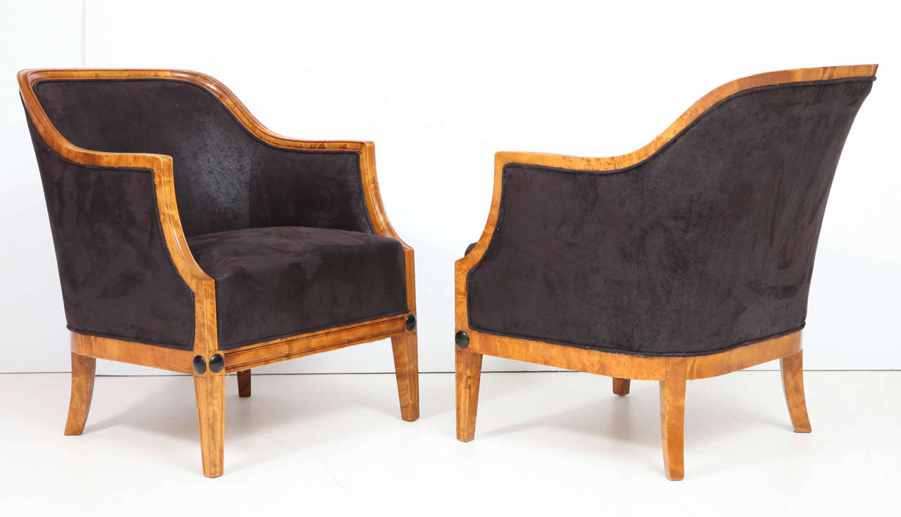 Pair of Swedish Curved Back Armchairs In Excellent Condition In New York, NY