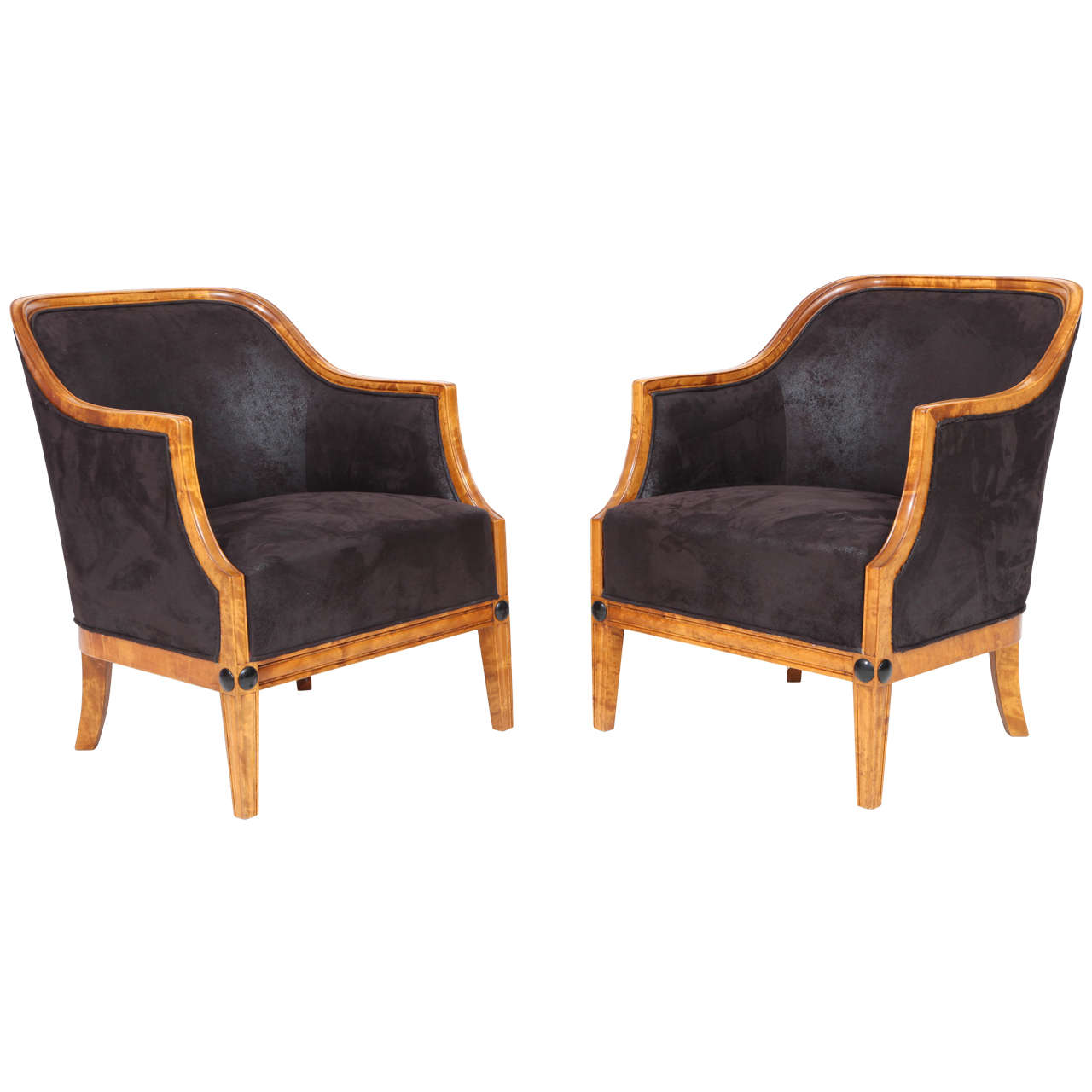 Pair of Swedish Curved Back Armchairs
