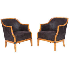 Pair of Swedish Curved Back Armchairs