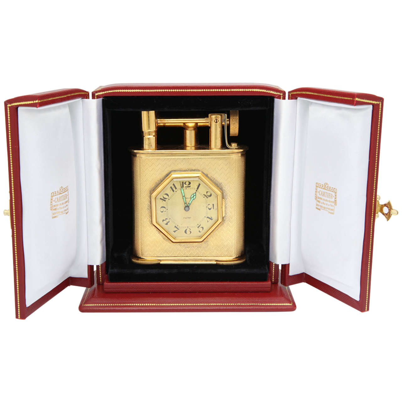 Cartier Desk Clock and Lighter For Sale