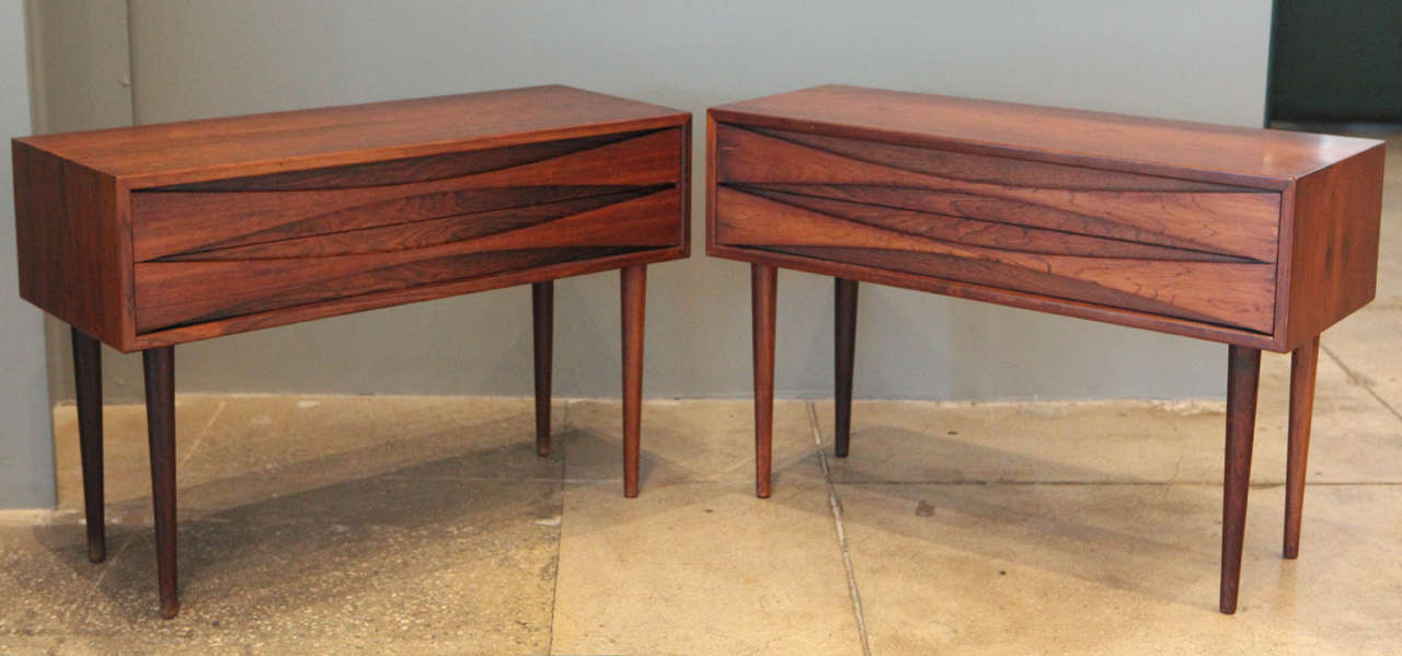 A pair of Arne Vodder side tables or nightstands.
Sold only as a pair.
 