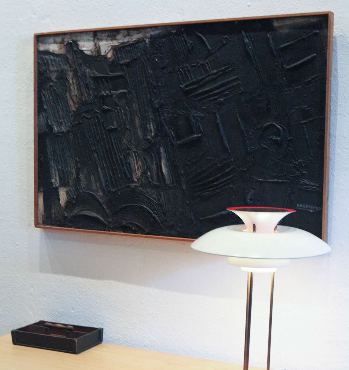 Mid-20th Century Large Danish Mixed-Media Abstract, Dated 1959