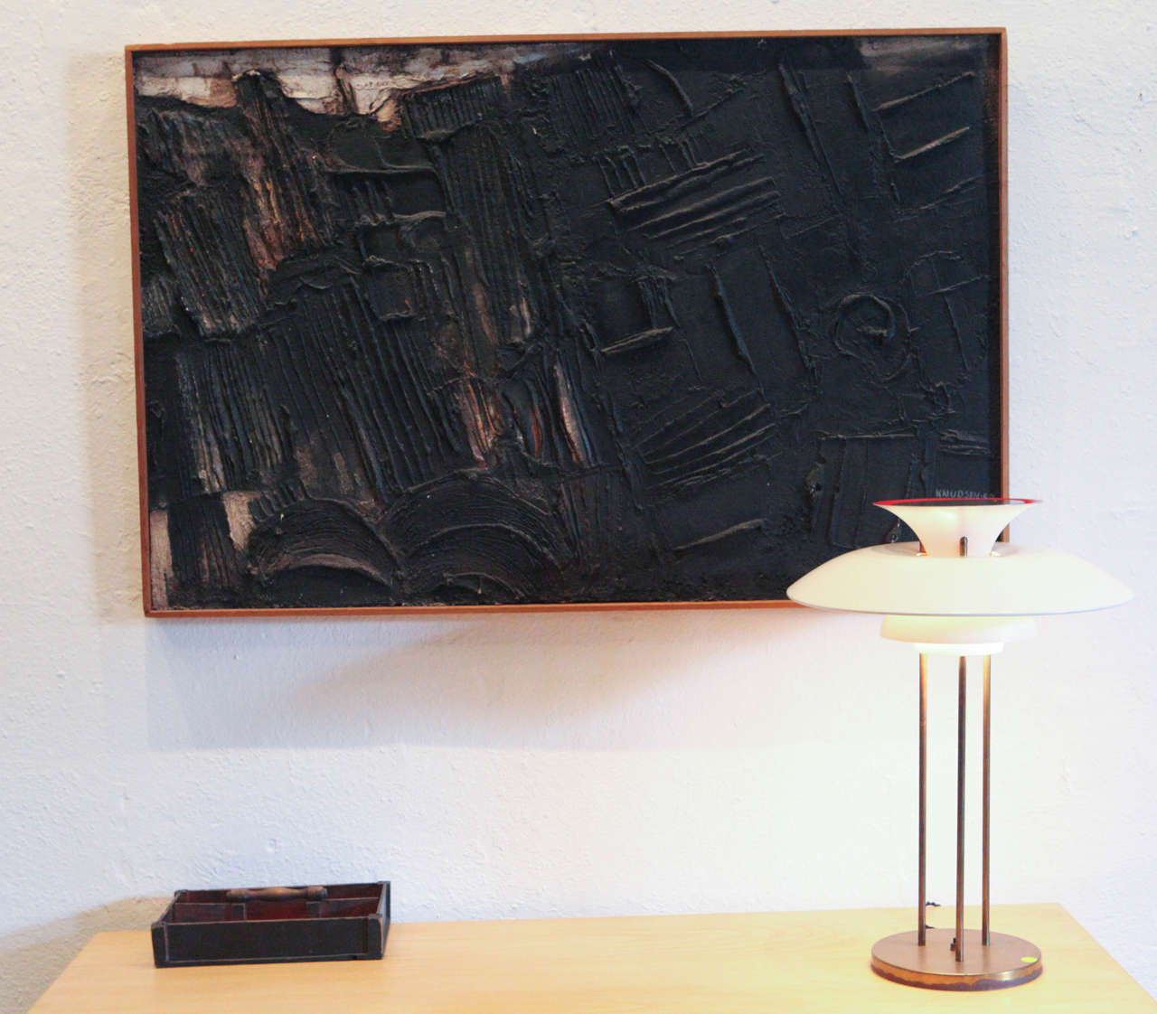 Large Danish Mixed-Media Abstract, Dated 1959 1