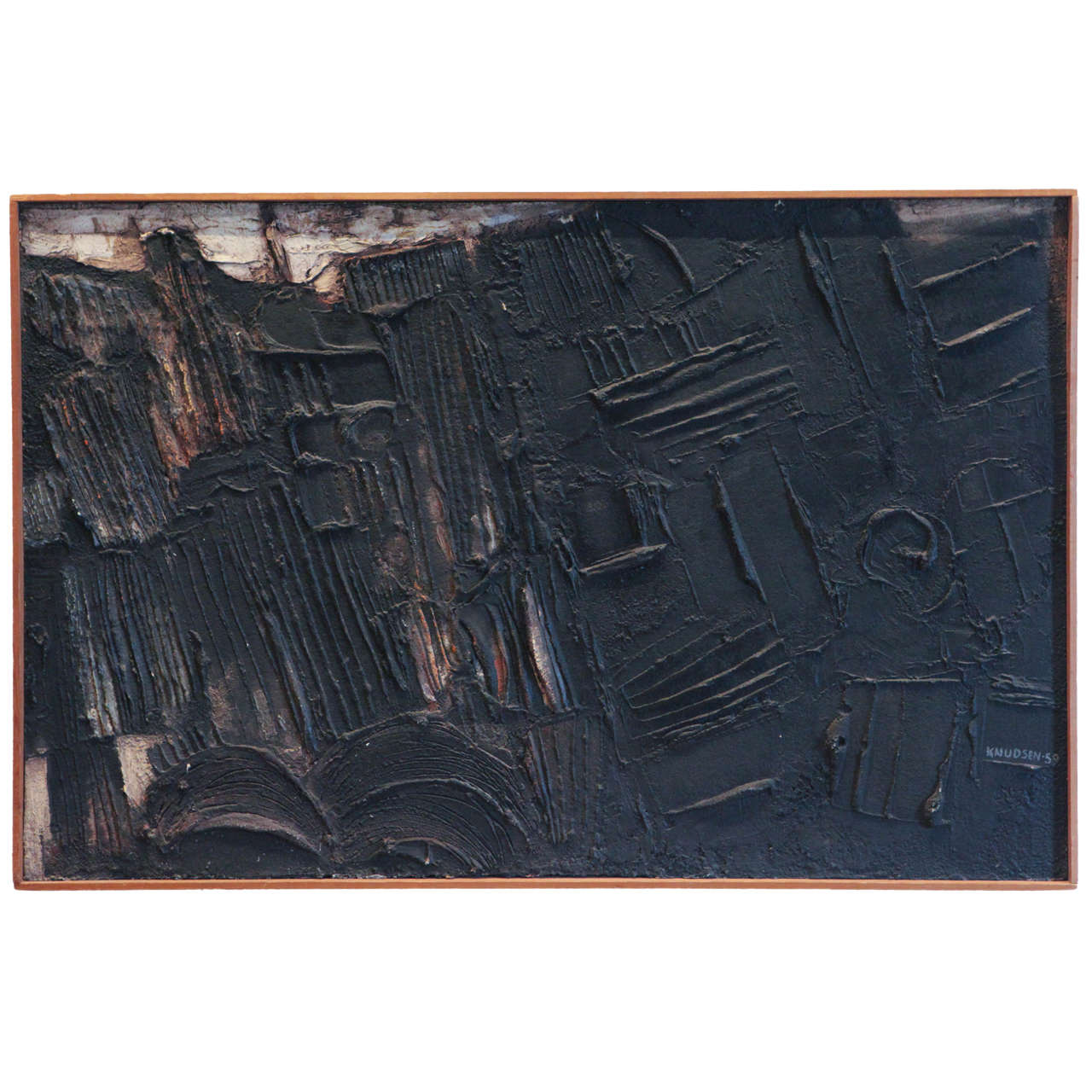 Large Danish Mixed-Media Abstract, Dated 1959