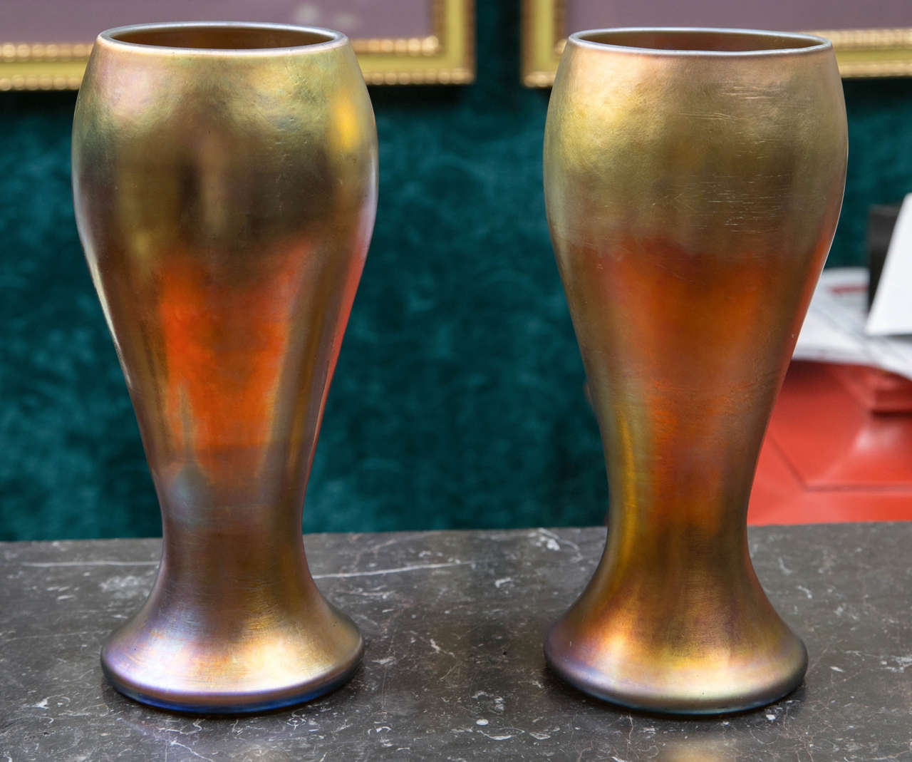 Pair of Steuben Aurene Vases