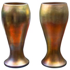 Retro Pair of Steuben Aurene Vases