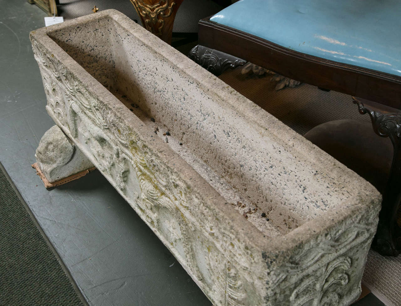 20th Century Pair of Carved Stone Aggregate, Continental Troughs/Planters
