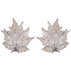 Pair of Lalique Leaf Form Sconces