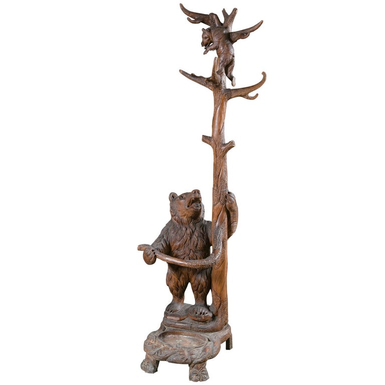 Black Forest Carved Bear Coat Rack or Umbrella Stand at 1stDibs