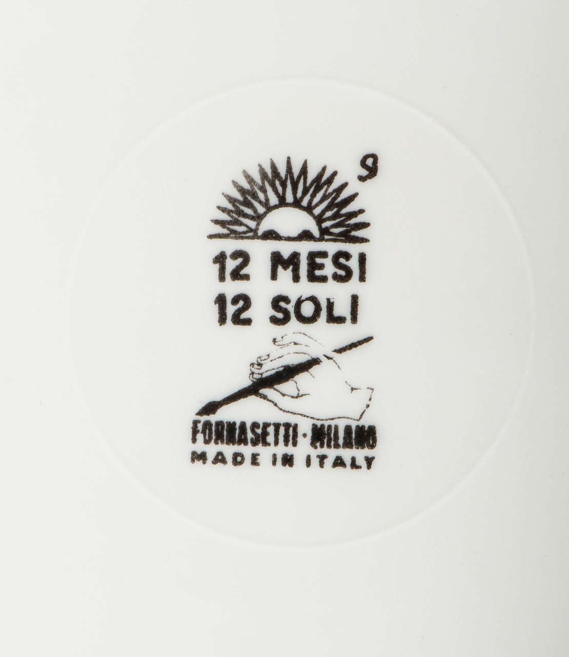 Lunario del Sole Porcelain Plate by Piero Fornasetti In Excellent Condition In Macclesfield, Cheshire