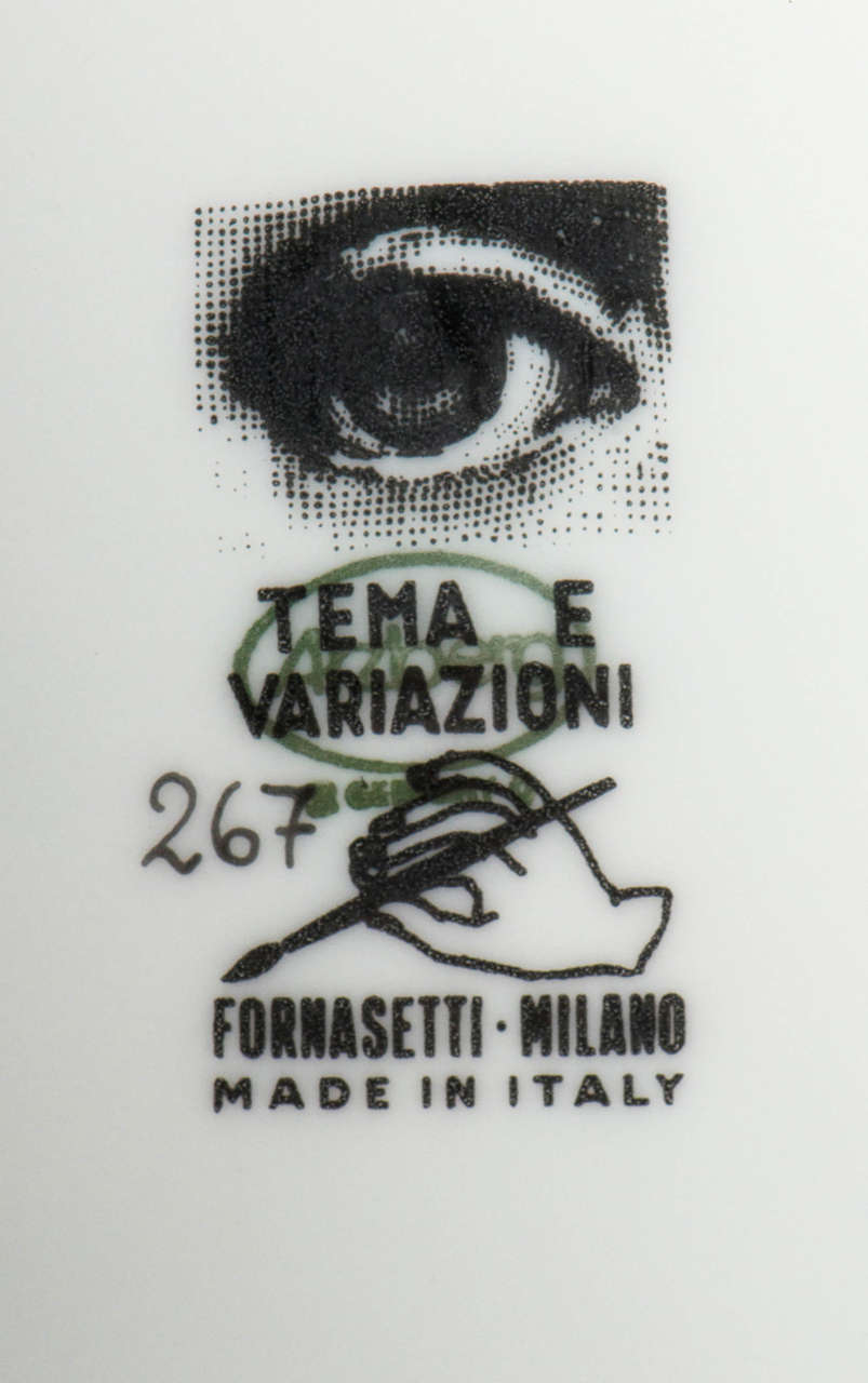 Mid-20th Century Tema e Variazione Porcelain Plate by Piero Fornasetti