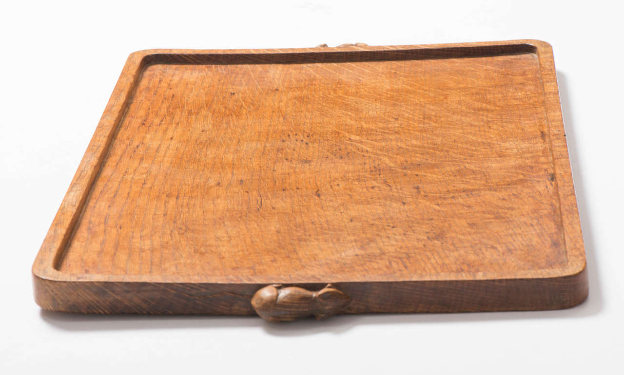 Robert Mouseman Thompson Oak Rectangular Tray In Excellent Condition In Macclesfield, Cheshire