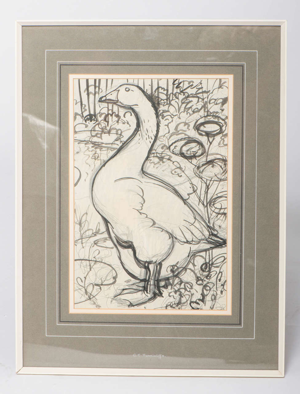 Mid-20th Century Tunnicliffe painting, colour wash and pencil, England circa 1960 For Sale