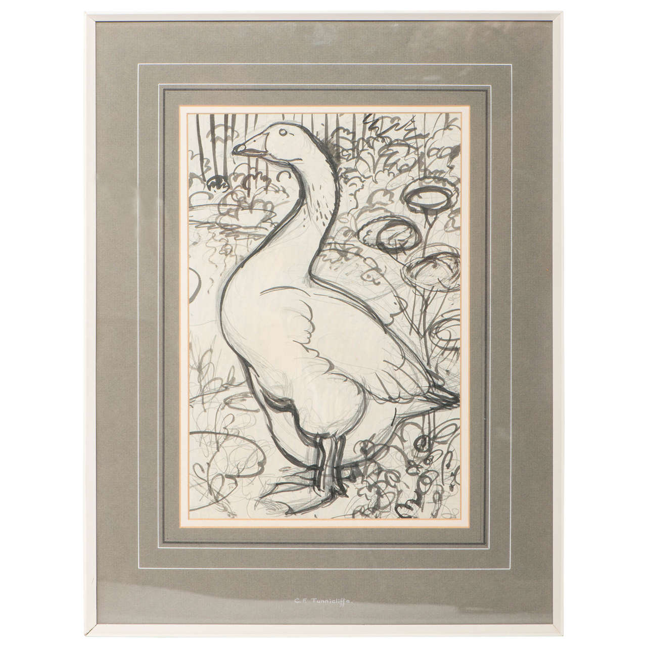 Tunnicliffe painting, colour wash and pencil, England circa 1960 For Sale
