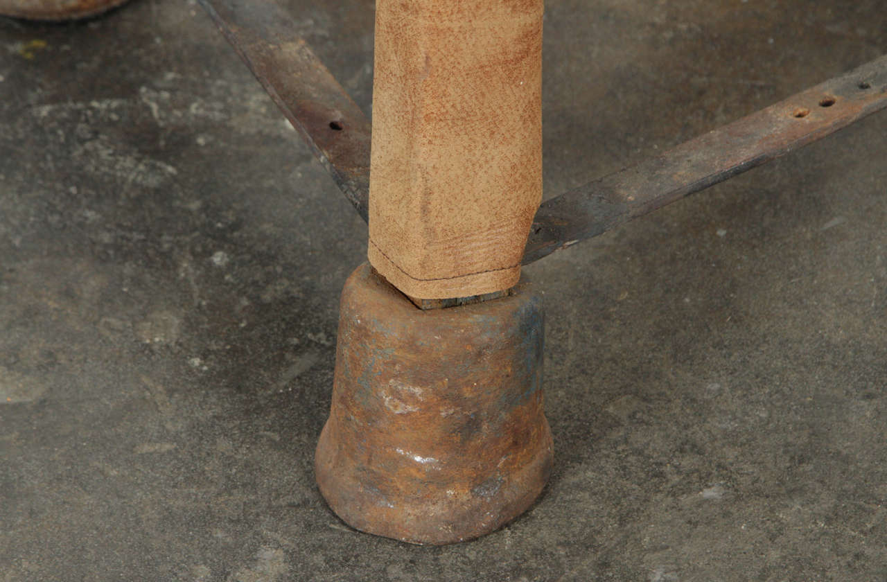 Pair of Vintage Leather Gymnasium Stools 2