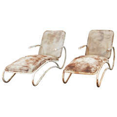 Pair of Sculptural Iron Chaise Lounges