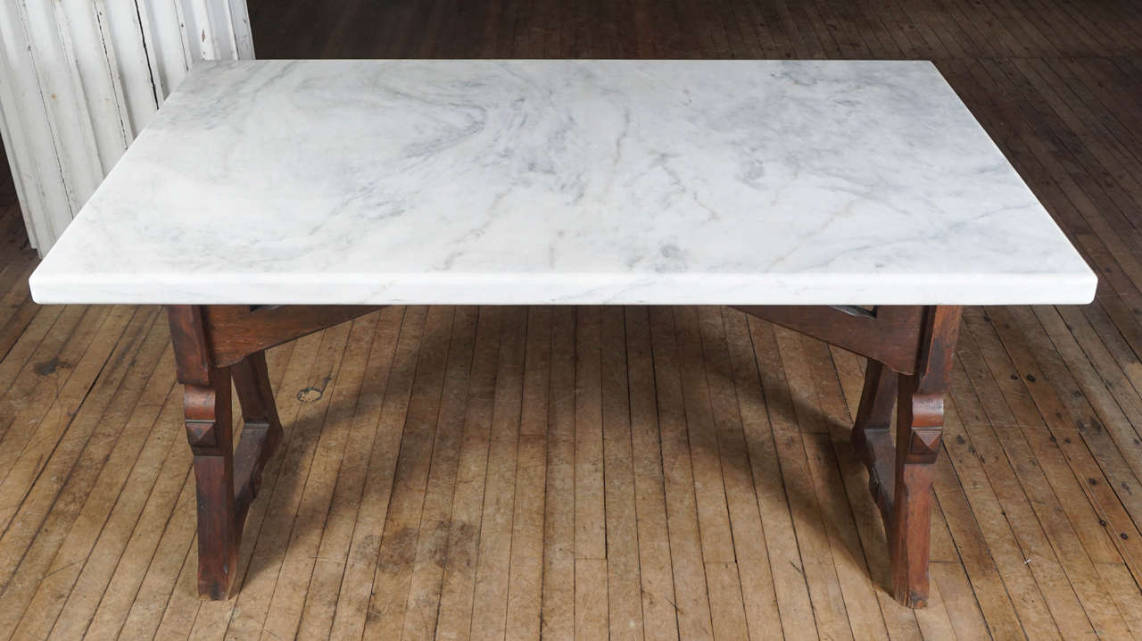 English Marble-Top Arts & Crafts Table
