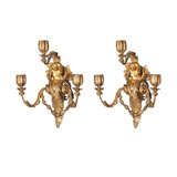 Pair of 19th Century Gilded Figural Sconces