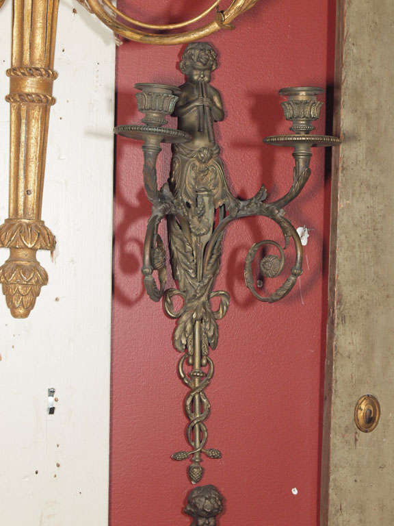 Pair Italian Bronze Sconces