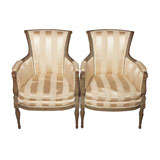 Pair Painted Directoire Style Bergeres