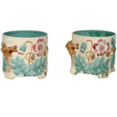 Pair of Antique French Majolica Jardineres