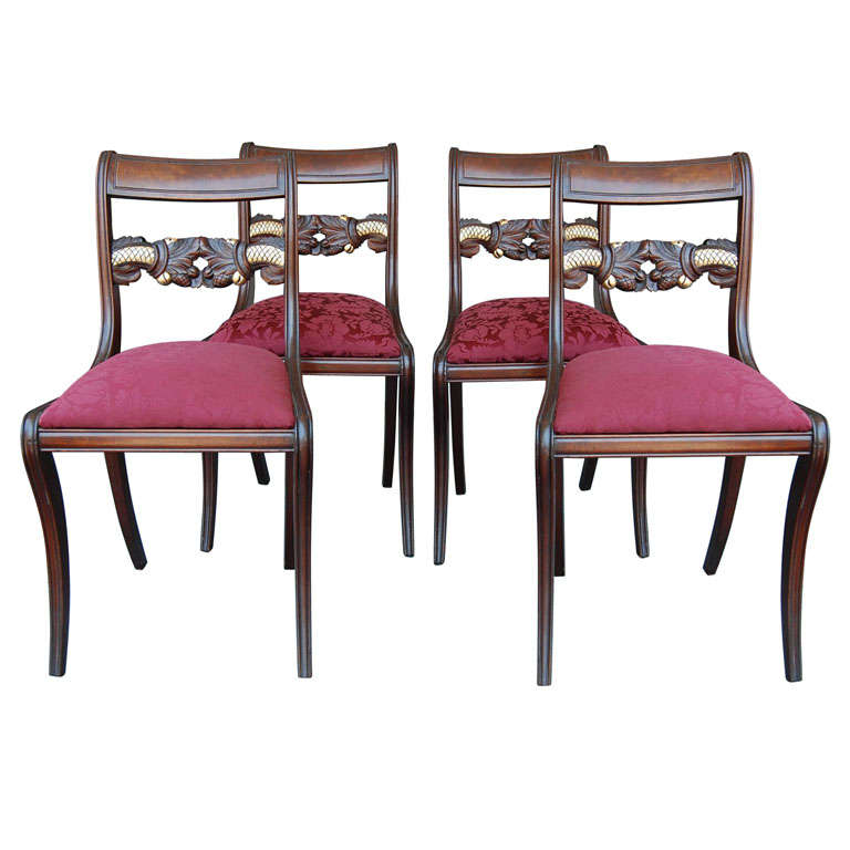 Set of  Four American Neoclassical Mahogany Sidechairs