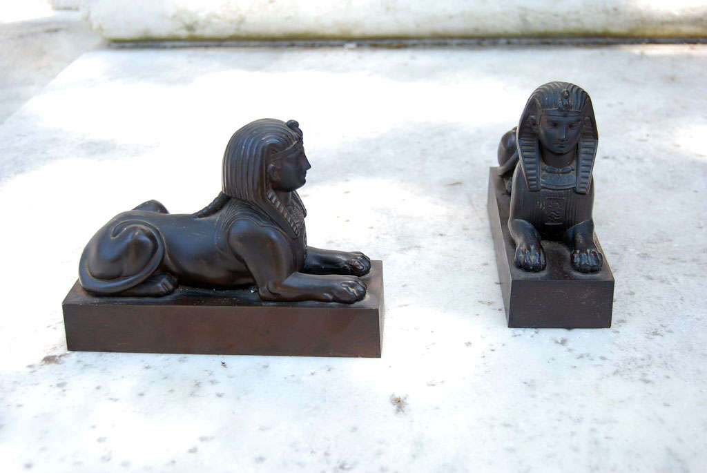A Pair of Late 19th Century Bronze Sphinxs