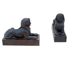 A Pair of Late 19th Century Bronze Sphinxs