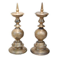 Cast Bronze Renaissance Style Pricket Candlesticks