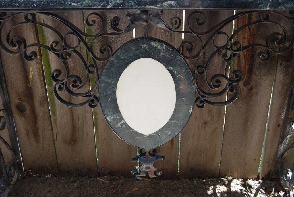 Wrought Iron Specimen Marble Topped Console Table In Good Condition For Sale In Hudson, NY