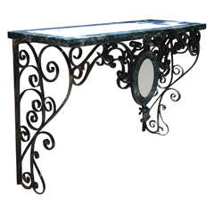 A Wrought Iron Specimen marble topped Console Table 1