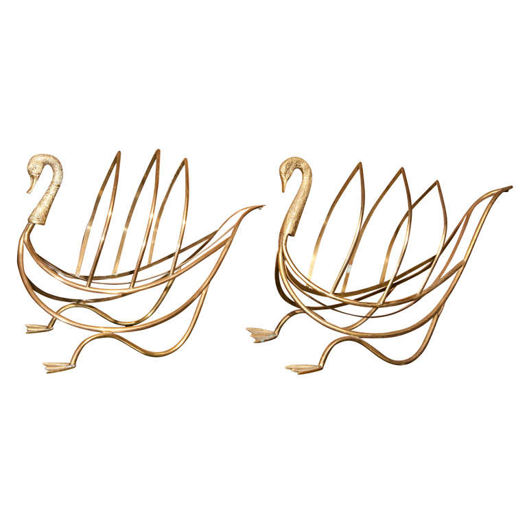 Attrib to Maison Jansen Swan Form Magazine Racks