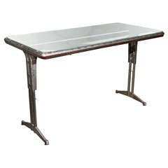 Metal Industrial Glass Top Writing Desk