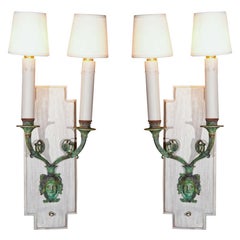 Pair of 1940s French Directoire Style Bronze Sconces